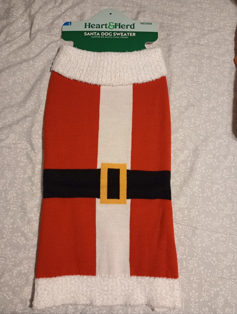 Red Santa Dog Sweater Size Large NEW